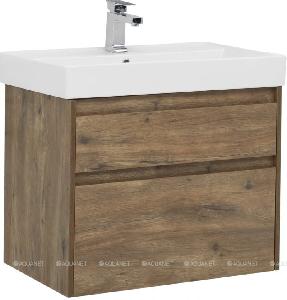 AQUANET Nova Lite 75 Тумба 2 ящ. цв.дуб рустикальный (249515) с раковиной-столешницей Латина 75 (242338)