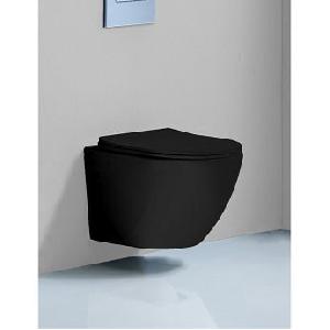 GROSSMAN Унитаз GR-4411BS (560*360*350) ЧЕРНЫЙ подвесной БЕЗОБОДКОВЫЙ  с тонкой крышкой